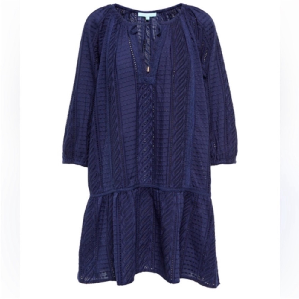 Melissa Odabash Ashley Embroidered Mini Dress Swim Coverup in Navy SZ XS NWT